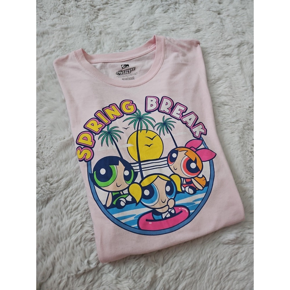 Powerpuff‎ Girls Graphic Tee Pink Large Cartoon Network Y2K
